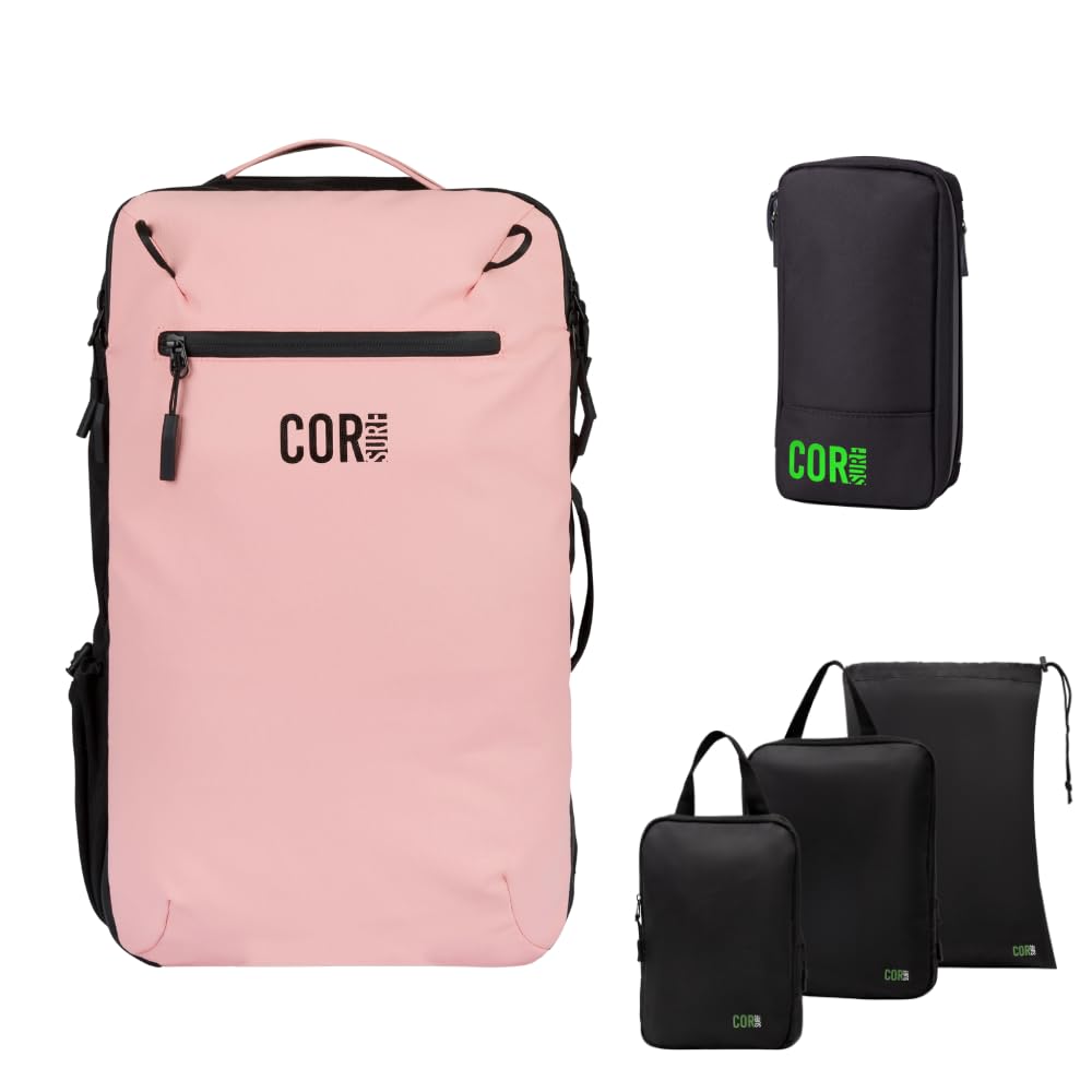 Carry On Travel Backpack Bundle | Island Hopper Travel Backpack with Toiletry Bag and Compression Packing Cube Set