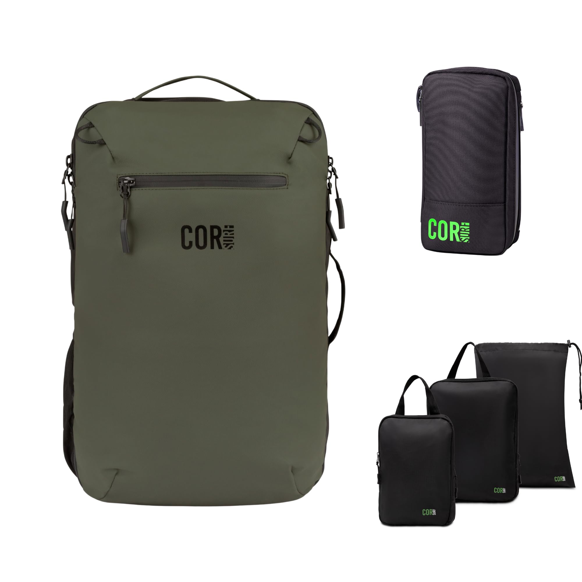 Carry On Travel Backpack Bundle | Island Hopper Travel Backpack with Toiletry Bag and Compression Packing Cube Set