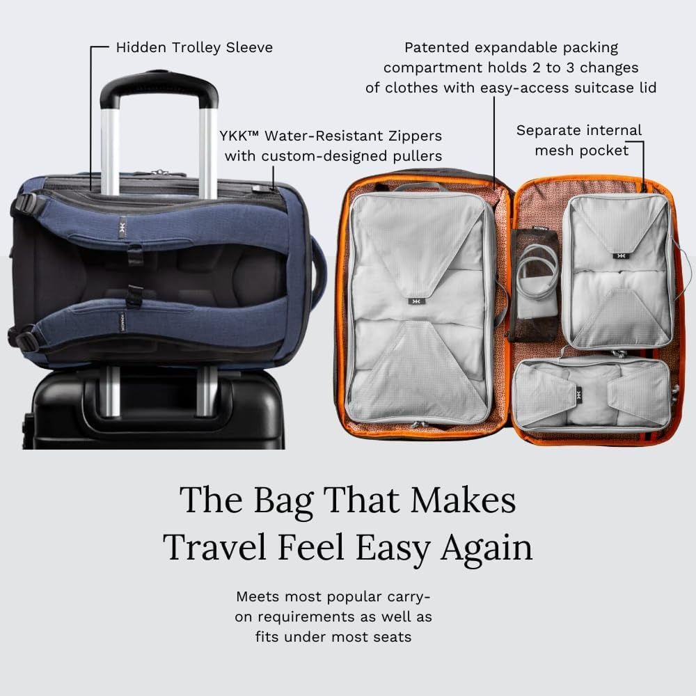 Knack Series 1 Laptop Backpack Fits up to 15 Inch - Knack Bags Carry-On Backpack, TSA Approved, Expandable Travel Backpacks With 3 Day Outfit Capacity (Dark Blue, Medium)