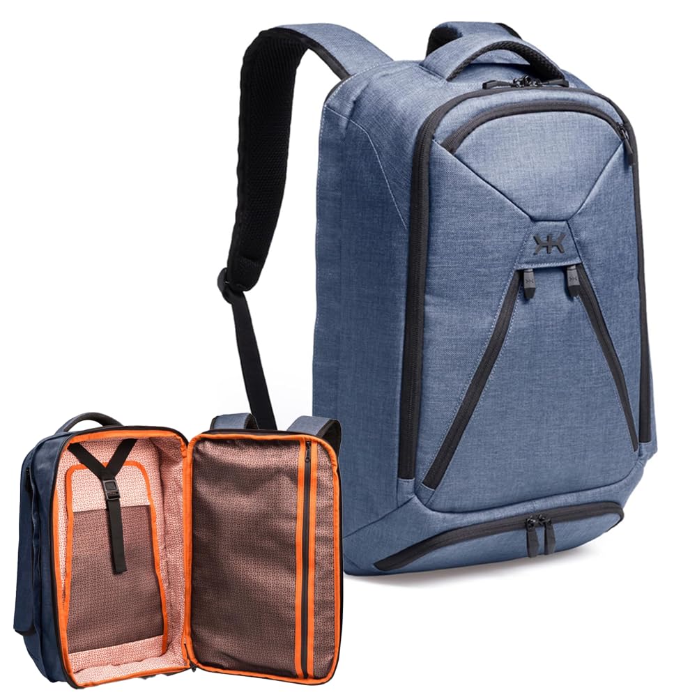 Knack Series 1 Laptop Backpack Fits up to 15 Inch - Knack Bags Carry-On Backpack, TSA Approved, Expandable Travel Backpacks With 3 Day Outfit Capacity (Dark Blue, Medium)