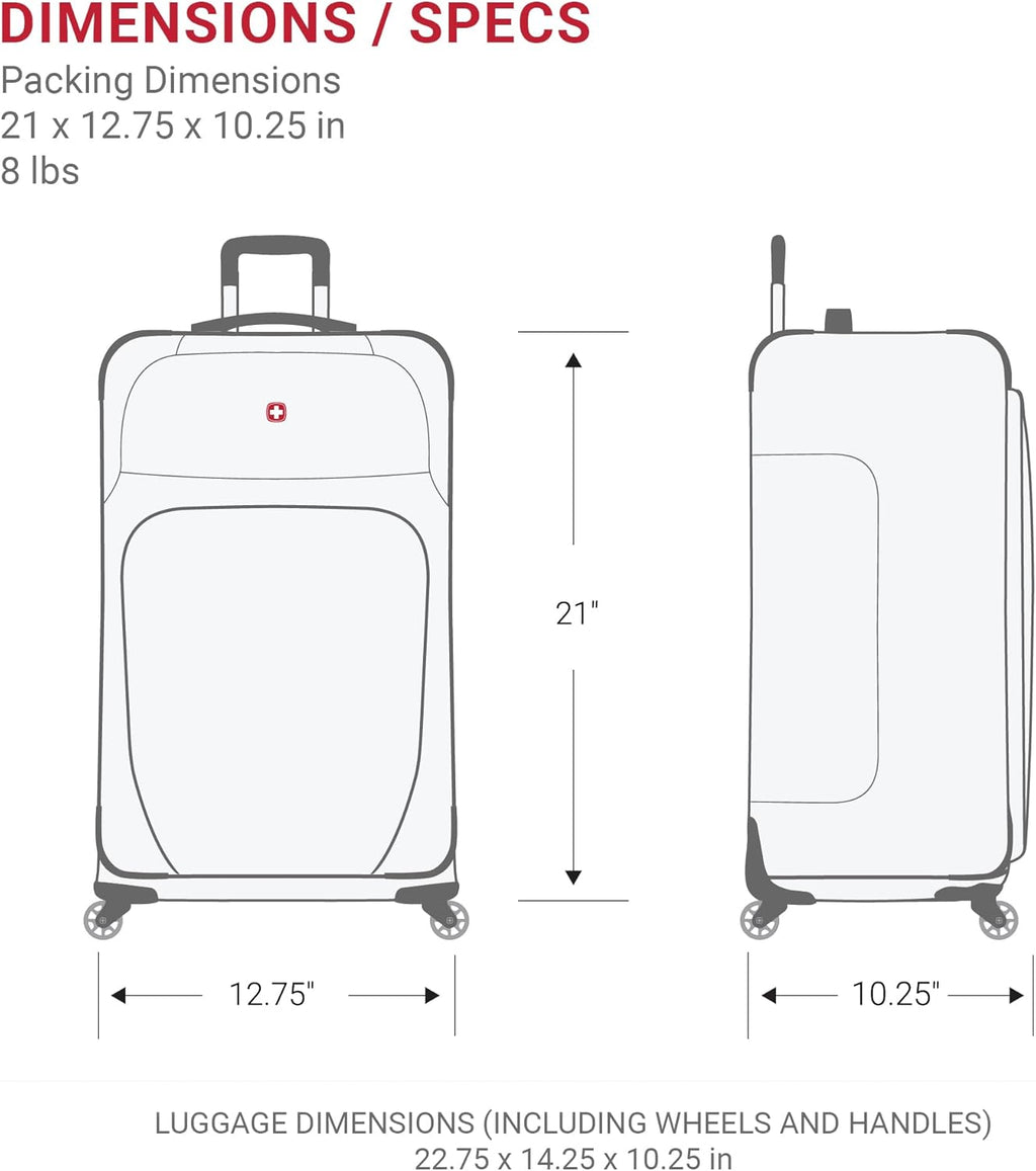 SwissGear Sion Softside Expandable Luggage – Carry-On Suitcase with 360 Degree Wheels & Retractable Handle – 21 Inch, Perfect for 1-3 Night Trips – Black