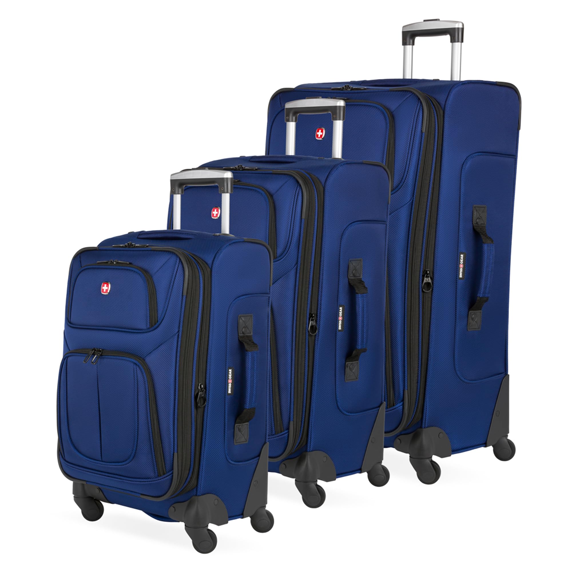 SwissGear Sion Softside Expandable Luggage – Carry-On Suitcase with 360 Degree Wheels & Retractable Handle – 21 Inch, Perfect for 1-3 Night Trips – Black