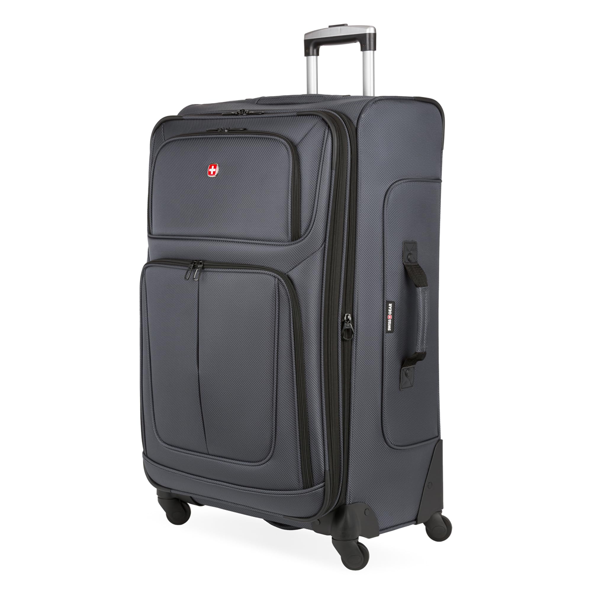 SwissGear Sion Softside Expandable Luggage – Carry-On Suitcase with 360 Degree Wheels & Retractable Handle – 21 Inch, Perfect for 1-3 Night Trips – Black