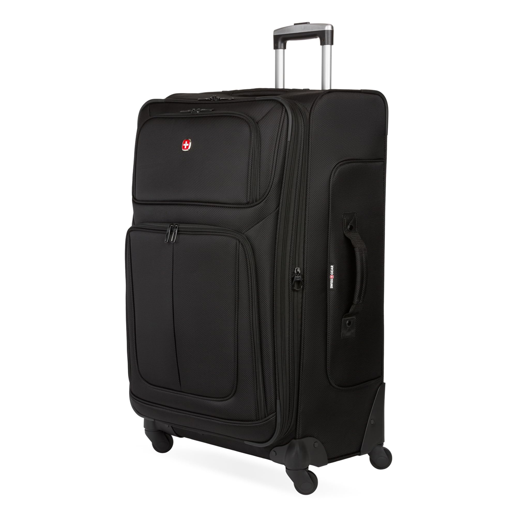 SwissGear Sion Softside Expandable Luggage – Carry-On Suitcase with 360 Degree Wheels & Retractable Handle – 21 Inch, Perfect for 1-3 Night Trips – Black