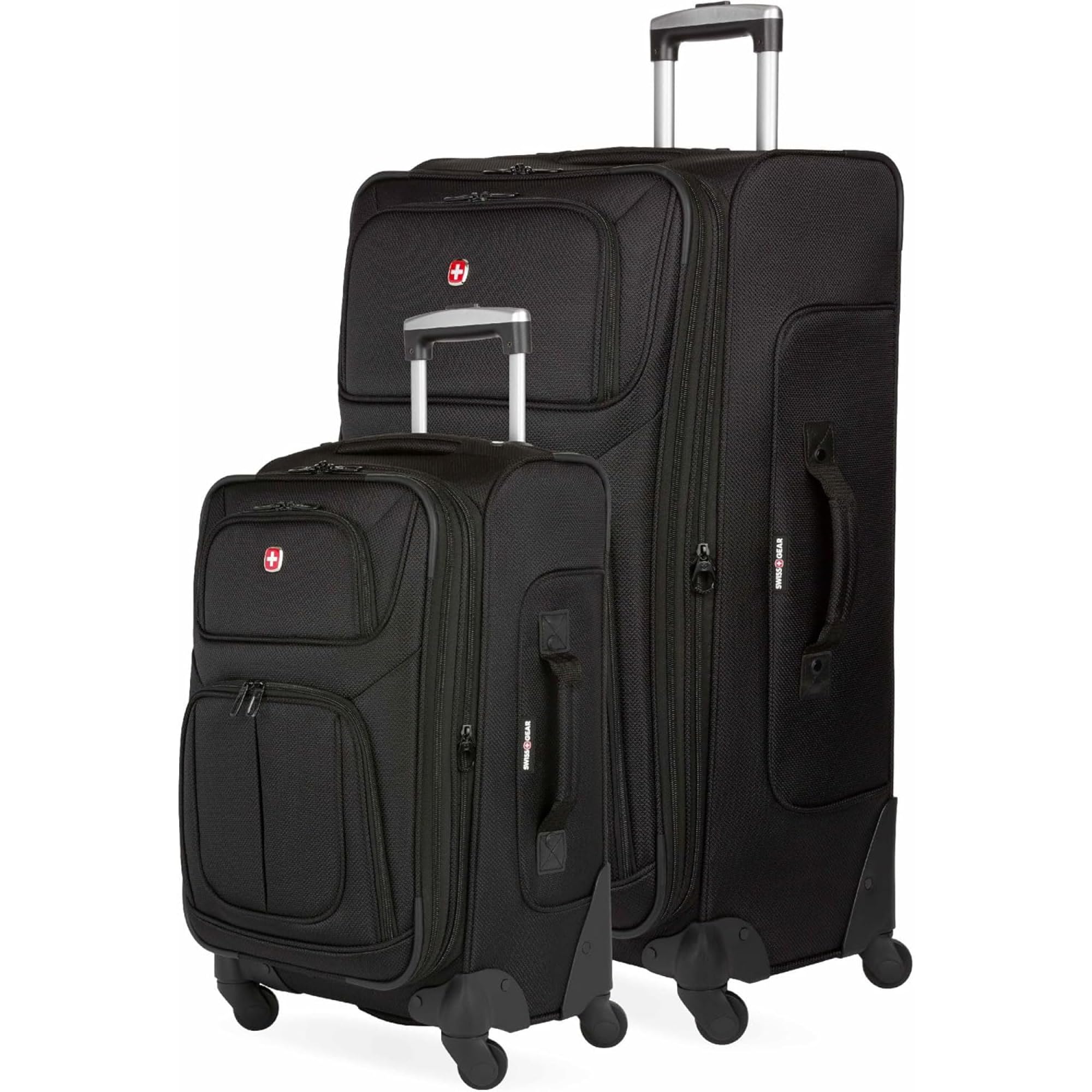 SwissGear Sion Softside Expandable Luggage – Carry-On Suitcase with 360 Degree Wheels & Retractable Handle – 21 Inch, Perfect for 1-3 Night Trips – Black
