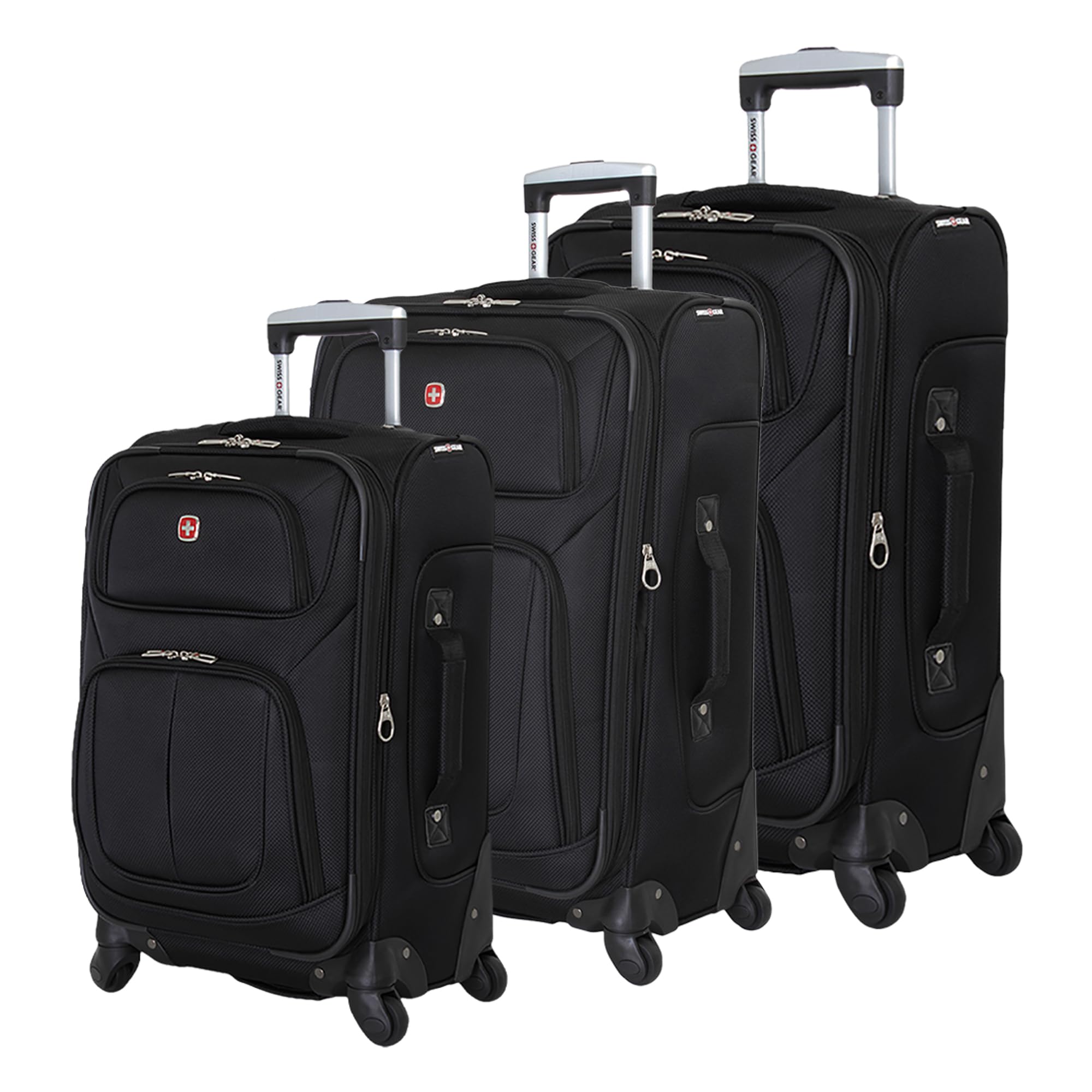 SwissGear Sion Softside Expandable Luggage – Carry-On Suitcase with 360 Degree Wheels & Retractable Handle – 21 Inch, Perfect for 1-3 Night Trips – Black