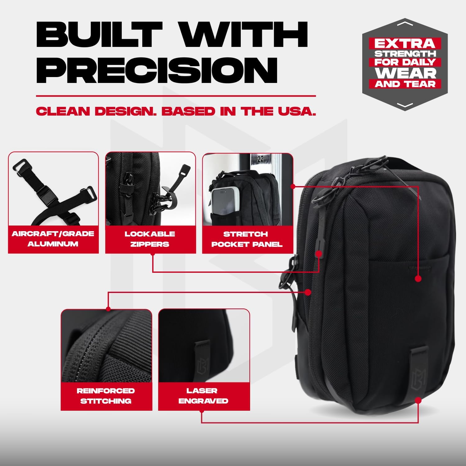 Magnetic Bag Company - Crossbody Bag Sling Chest Bag for Men and Women | Magnetic Gym & Travel Bag