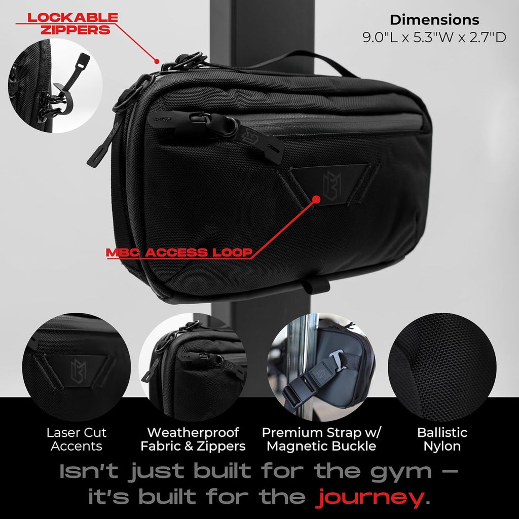 Magnetic Bag Company - Black Fanny Bag Sling Chest Bag for Men and Women | Magnetic Gym Bag for Gym, Travel, Work, and Sports | Keep Your Items Off the Dirty Gym Floor with Magnetic Attachment