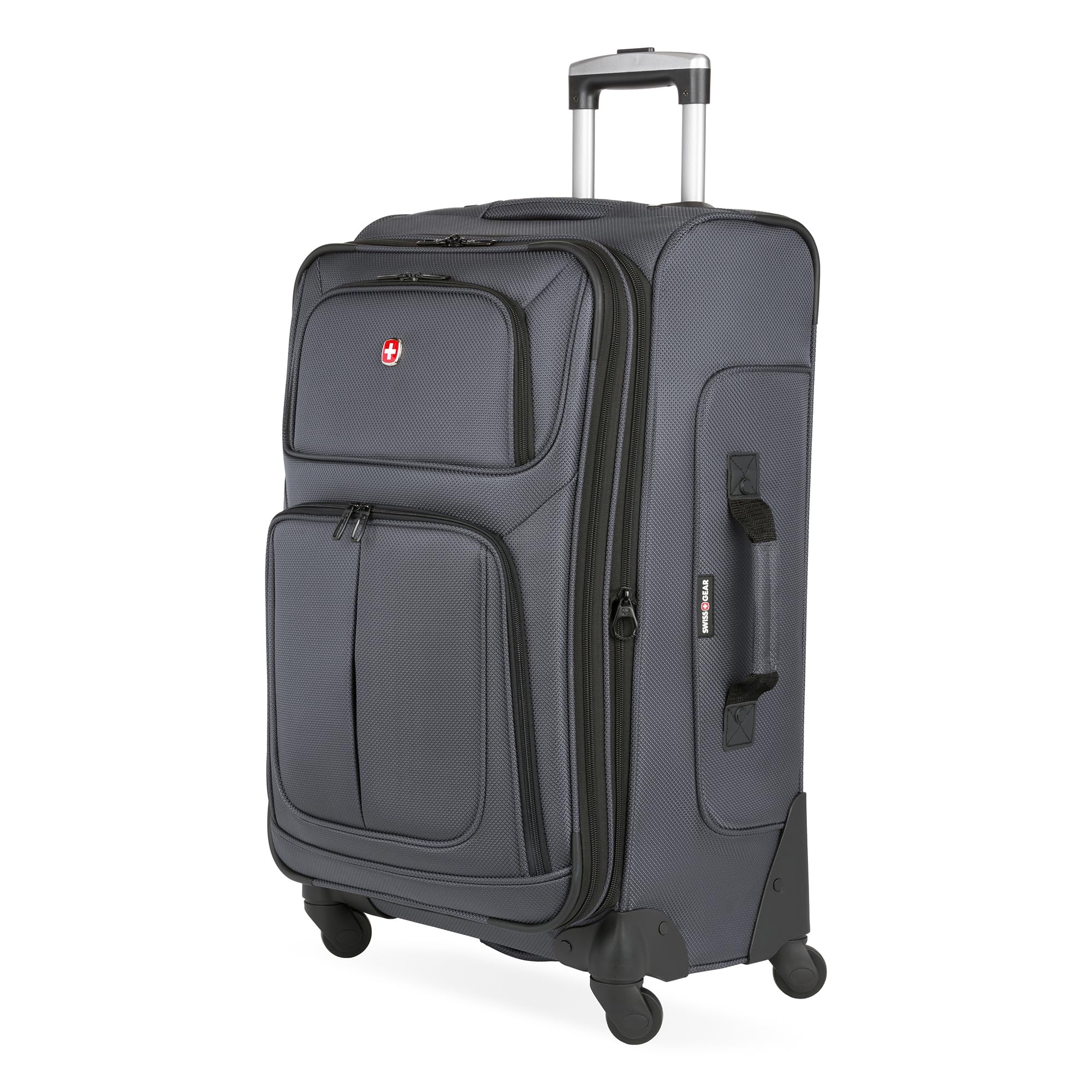 SwissGear Sion Softside Expandable Luggage – Carry-On Suitcase with 360 Degree Wheels & Retractable Handle – 21 Inch, Perfect for 1-3 Night Trips – Black