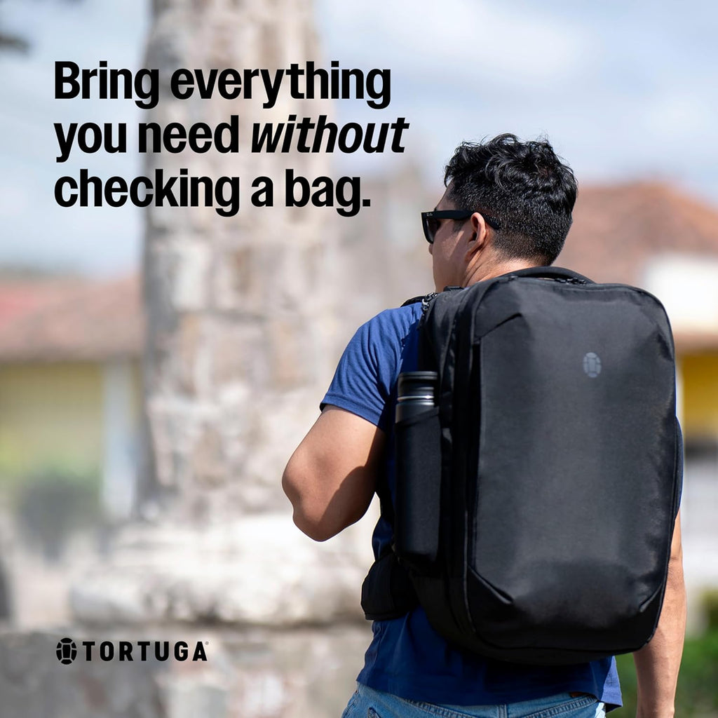 Tortuga 40L Travel Backpack Lite, Black - Large Carry-On Travel Backpack for Men and Women - Durable, Comfortable, Easy to Pack, Airline-Approved Bag with Laptop Compartment